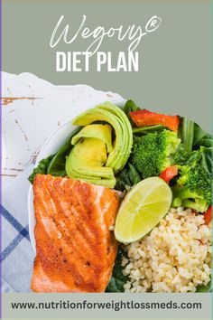 a white plate topped with salmon, rice and broccoli