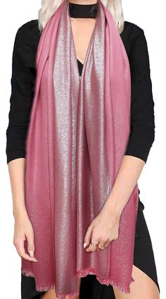 PRICES MAY VARY. Shimmer Material - Shawls and wraps for evening dresses is made of 50% pashmina and 50% polyester (metallic fiber.) Feel that soft, cozy, comfortable and non itch. Two tone scarf double-sided showing two different effects. Shawl Size - Length 71'',Width:27.5''. The large scarf can be wore as a scarf, shawl or wrap for women. Perfect for joy in party activities or wedding of all season. Pashmina Shawl - The shawl great for evening dress, bridesmaid dress or casual wear. These sca Traditional Pink Pashmina Shawl, Pink Traditional Pashmina Shawl, Festive Pink Pashmina Shawl, Luxury Pink Pashmina Shawl, Pink One-size Silk Shawl Scarf, Cashmere Pashmina, Large Scarf, Pashmina Shawl, Dress Bridesmaid