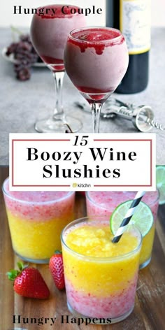 two glasses filled with boozy wine slushies