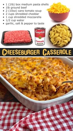 the recipe for cheeseburger casserole is shown