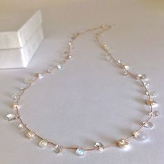 Simple Beaded Jewelry Ideas, Floating Bracelet, Silver Beads Necklace, Iridescent Jewelry, Elegant Hand Knotted Lariat Jewelry, Elegant Hand-strung Lariat Necklace, Briolette Natural Stone Necklace For Wedding, Elegant Lariat Crystal Necklace With Natural Stones, Elegant Lariat Necklaces Hand Knotted