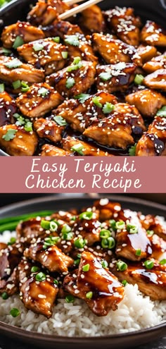 an easy teriyaki chicken recipe with rice and green onions