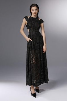 Dawn Break A-line Cut-Out Embroidered Lace Ankle Length Dress | MEAN BLVD Types Of Lace, Mean Blvd, A Line Cut, Ankle Length Dress, Mesh Laundry Bags, Dry Cleaners, Lace Embroidery, Lace Patterns, Embroidered Lace