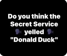 the words do you think the secret service yelled donald duck? on a black background