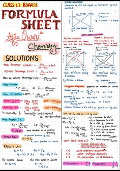 the formula sheet is full of diagrams and calculations for different types of items that are in each