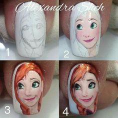 Frozen Nail Art, Jasmine Nails, Frozen Nails, Sculpted Gel Nails, Disney Princess Cartoons, Nail Time, Nail Art Techniques, Art Hub