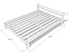 a bed frame with measurements for the headboard and foot board