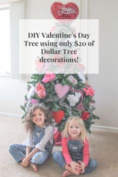 Have you ever heard of a Valentine's Day Tree? I swear I didn’t make it up!  I’m guessing it started with someone who, like me, was always bummed at how naked the house looked after taking down all the Christmas decorations in January.  It still gets dark super early and it’s cold, and the lights make everything feel warmer! This is how I turned our Christmas Tree into a Valentine's Day tree and only spent $20 at Dollar Tree! Valentine’s Day Tree Ideas, Valentines Day Tree Ideas, Valentine Tree Ideas, Valentine Trees, Dollar Tree Decorations, Valentines Tree, Valentine's Day Tree, Kids Mess, Valentines Diy Kids