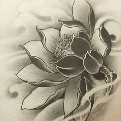 a drawing of a large flower with leaves on it's petals and an insect in the center