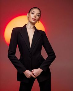 -blazer length along the back 27 1/2 inches or 70 cm -sleeve length 24,4 inches or 62 cm -pants length along the side seam 45,2 inches or 115 cm -inseam length (from the crotch to the bottom) 35,4 inches or 90 cm 2-piece womens blazer trouser suit for office, business meetings, formal events and special occasions. Also perfectly combines with sneakers so after a long and tiring business day you can change you heels to sneakers and still look chic. DETAILS -  straight pants -  high rise -  blazer is buttoned -  lined -  front pockets (not functional)  -  padded shoulders MATERIAL Premium quality suiting fabric, which consists of viscose mostly and a bit of polyester and elastane SIZES The models in photos are wearing a size S (4) Available in 4 sizes: 2 US numeric  BUST 32-34 inches or 82-8 Office Suit For Women, Black Pantsuit, Headshots Women, Office Suit, Trouser Suit, Single Breasted Blazer, Womens Blazer, Suiting Fabric, Black Office