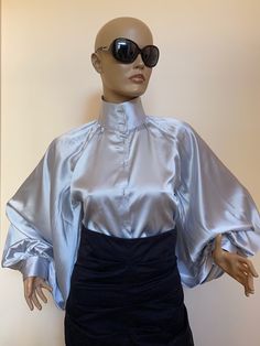 "This is a very stylish Womens Silk blouse. It is comfortable and cozy. Made for a free flowing fit. Great for all year around and for any special occasion or casual day can be dressed up or dressed down. SIZE CHART SIZE S - US 6, UK 8, EU 36 bust: bust around 34.5\"/90cm Waist: waist around 27.5\"/70cm Hips: hips around 34.5\"/90cm For more beautiful designs, please visit and my new shop: https://www.etsy.com/shop/JustMariyaFromBG?ref=seller-platform-mcnav" Elegant Party Shirt, Elegant Long Sleeve Shirt For Night Out, Elegant Satin Office Shirt, Elegant Satin Shirt For Office, Elegant Fitted Collared Blouse, Formal Collared Blouse With Blouson Sleeves, Elegant Shirt With Blouson Sleeves And Collar, Elegant Collared Shirt With Blouson Sleeves, Formal Shirt With Blouson Sleeves