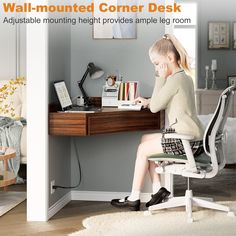 Transform your workspace with our Floating Corner Desk with Charging Station. This innovative desk features a sleek 90° right angle design that fits seamlessly into any corner, maximizing your space without sacrificing style. Floating Shelves Over Desk Office, Pvd Corner Table, Furniture For Angled Walls, Floating Desk Hide Cords, Desk Space In Bedroom Floating, Desk Corner Storage, Corner Desk And Shelving, Closet Turned Into Desk Area Floating, Desk In Corner Of Family Room