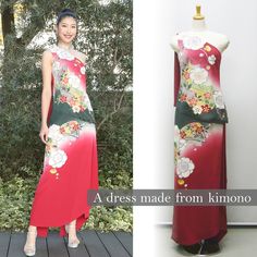 Kimono (Hurisode) Dress [size]    bust：90cm   waist：70cm   hip：98cm   length：145cm [material]        Outer fabric：silk 100% (Kimono)        lining：Synthetic fiber Made in Japan Note: Accessories are not included in the product. Kimono Remake, Elegant Kimono, Satin Kimono, Vintage Japanese Kimono, Japanese Dress, Womens Kimono, Vintage Kimono, Silk Kimono, Kimono Dress