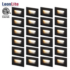 twelve square recessed lights with dim lighting