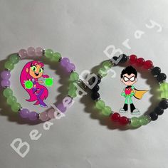 ✧ Made To Order!!  ✧ Price is for both bracelets. ✧ Teen Titans Go inspired! ✧ Couples/friends matching bracelets. ✧ Bracelets are double looped and have glued closures for extra security! ✧ 7.5 inches. Diy Grunge Clothes, Safety Pin Crafts, Washer Jewelry, Pony Bead Bracelets, Pin Crafts, Grunge Clothes, Kandi Ideas, Couples Friends, Couple Things