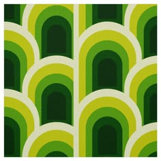 a green and white abstract pattern with circles on the bottom, in an art deco style