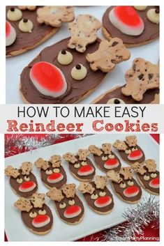 homemade reindeer cookies on a plate with the words how to make easy