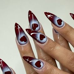 Xg Nails Inspired, Monochrome Nail Designs, Atomic Nails, Nails Cool Design, Goth Valentines Day Nails, Nails Alternative Style, Nails Design Y2k, Fun Nails Designs, Rock Nails Grunge