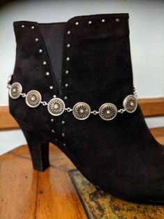 It's always a good time to wear boots! Now you can dress them up with boot bling!  Unique accessory for your favorite boots.  Each order is for one boot "bracelet"  I have these for court reporters, using my exclusive pewter Steno charm. I have some with a New Orleans theme, and I would be happy to make one especially for you, with you picking colors, beads, charms, etc that you like.  Please check out all of my other listings, and message me with any questions or special orders. Western Style Silver Jewelry For Party, Western Silver Jewelry For Parties, Western Style Silver Party Jewelry, New Orleans Theme, Ankle Black Boots, Court Reporter, Bling Accessories, Boot Bracelet, Boot Bling