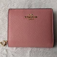 Nwt Coach Refined Pebble Leather Snap Wallet. Light Blush Color Features; 3 Card Slots, Id Window, Full Length Bill Compartment, Snap Closure, Outside Zippered Coin Pocket. Approximate Measurements 4 1/4"(L) X 3 1/2"(H) X 1"(W) Coach Compact Wallet For Daily Use, Compact Coach Wallets For Daily Use, Compact Coach Wallet For Daily Use, Coach Bifold Coin Purse Gift, Coach Coin Purse With Zipper Closure, Coach Bifold Wallet With Removable Pouch, Pink Coach Leather Wallet, Pink Leather Coach Wallet, Coach Fashion