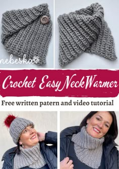 the crochet easy neck warmer pattern is shown