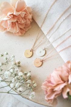 "14k Gold Filled, Sterling Silver or 14k Rose Gold Filled Hand Stamped Disc Initial Necklace. Add any initial to this personalized necklace. Great for layering with other delicate necklaces. Choose between several font types, chains and lengths and we will hand stamp this personalized piece just for you. If the size you want isn't in the drop down menu leave a note to seller with the chain length. ------------------------------------------------------------- HOW TO ORDER: STEP 1: DROPDOWN MENU 1 Everyday Charm Necklace With Birth Flower Round Pendant, Everyday Round Pendant Charm Necklace With Birth Flower, Everyday Birth Flower Charm Necklaces, Everyday Birth Flower Charm Necklace, Dainty Round Disc Charm Necklace For Gift, Dainty Round Disc Charm Necklace As Gift, Birth Flower Charm Necklace, Dainty Personalized Charm Necklaces With Round Pendant, Dainty Hand Stamped Round Disc Necklaces