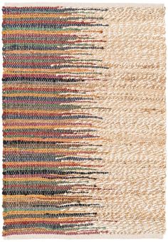 an area rug with multicolored stripes on the bottom and bottom, in different colors