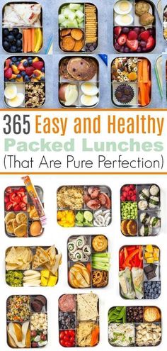 the cover of 35 easy and healthy packed lunches that are pure perfection