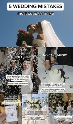 a collage of wedding pictures with the caption'5 wedding mistakes most couples make '