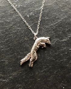 "Individually handcrafted, sterling silver jumping fox pendant. Comes with 16\", 18\" or 20\" sterling silver trace chain." Jumping Fox, Fox Necklace, Fox Jewelry, Foxes Necklace, Fox Pendant, Sculpture Art Clay, Signs Funny, Zodiac Signs Funny, Art Clay