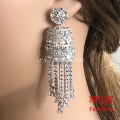 Cubic Zirconia Party earrings Stones Earrings, Chandbali Earrings, Party Earrings, Light Weight Earrings, Earrings Silver, Stone Earrings, African Fashion, Colored Diamonds, Diamond Earrings