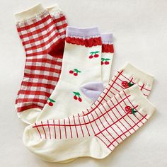 The Perfect Mix Of Trendy And Comfy! This Sock Set Comes With 3 Sock Pairs With The Cutest Colors And Patterns! Each Pair Comes With A Different Pattern And Detail That Is Carefully Picked And Packaged Nicely! 75% Cotton 20% Polyester 5% Elastic One Size Fits Most: Us Shoe Size 5.5-9. Red Cotton Socks For Spring, Trendy Red Cotton Socks, Cute Red Cotton Socks, Playful Red Cotton Socks, Comfortable Red Socks For Summer, Cute Red Socks, Sweet White Socks For Spring, Trendy Red Socks For Summer, Sweet White Summer Socks