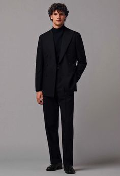 Black Fitted Suits For Men, Man Fashion Fall, All Black Suits Men, Classic Suits Men, All Black Suit Black Man, Mens Casual Suit Outfits, Smart Casual Suit Men, Black Suit Men Outfit, Formal Outfit Men Wedding