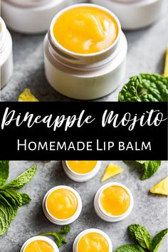 This recipe for Pineapple Mojito Lip Balm is super fruity and fun for homemade gifts! It's an easy to make DIY, and it's a great one to have around in your green skin care line up.  #diy #skincare #lipbalm #greenbeauty Chapstick Recipe Homemade, Green Skin Care, Pineapple Mojito, Green Skincare, Natural Beauty Recipes, Homemade Lip Balm, Skin Care Line