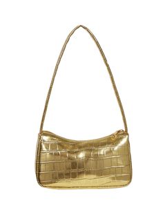 PRICES MAY VARY. Feature: Top Handle, Top Zipper Closure, Crocodile Print, Leather Purse Made of soft faux leather fabric Spacious enough to hold all your daily necessities, like phone, keys, lipsticks, ID cards, and other small stuff It is a good choice as a gift for yourself, girlfriends, mom, wife and match well your dress, tee top, blouse and jeans Please refer to Product Measurement in Product Description as below Product Measurement: 

 one-size: Bag Height: 5.1", Bag Length: 7.9", Bag Wid Gold Shoulder Bag, Metallic Purse, Small Stuff, Crocodile Print, Daily Necessities, Faux Leather Fabric, Purse Black, Kids Luggage, Luxury Store