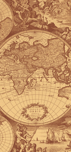 an old world map is shown in sepia