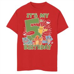 Add the finishing touch to your kid's outfit with this fun Boys 8-20 Pokemon It's My 5th Birthday Tee. Add the finishing touch to your kid's outfit with this fun Boys 8-20 Pokemon It's My 5th Birthday Tee. FEATURES CrewneckFABRIC & CARE Cotton Machine wash Imported Size: X Large. Color: Red. Gender: male. Age Group: kids. Pokémon Birthday Shirt, Pokemon 5th Birthday Party, Pokemon Indigo League, Pokémon Birthday Party, Indigo League, Pokémon Birthday, Sixth Birthday, Pokemon Clothes, Pokemon Birthday Party