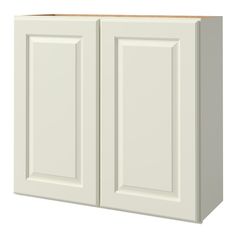 a white kitchen cabinet with two doors