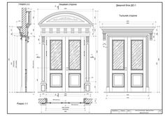 an architectural drawing of the front and side doors