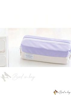 Bird in Bag - Foldable Pen Bag with Kawaii Design, Large Capacity Pencil Case for Students, Stationery Pouch for School and Office Use. Cute White Pencil Case For Students, White Portable Pencil Case For Back To School, White Portable Pencil Case For School, Portable White Pencil Case For School, White Portable School Pencil Case, Trendy White Pouch For School, Trendy White School Pouch, Purple Portable Pencil Case For Daily Use, School Pencil Cosmetic Bag With Zipper