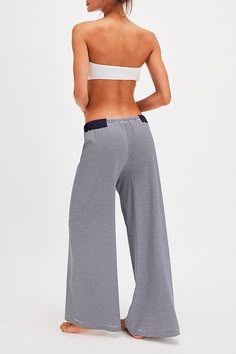 Have a casual cool moment in these comfy lounge pants from Intimately, featured in the softest cotton blend with a micro-stripe pattern for endless wear in or outside the house. **Fit:** Relaxed, wide-leg, high-rise **Features:** Soft cotton blend, adjustable drawstring waistband, ribbed waistband details, micro-striped pattern **Why We | Out And About Pants by Intimately at Free People in Blue, Size: L Drawstring Pants Pattern, Comfy Lounge Pants, Logo Pants, Comfy Lounge, Chill Fits, National Anthem, Pants Pattern, Unique Outfits, Drawstring Pants