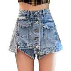 Discover the epitome of summer elegance with our layered buttoned denim skort from our 2023 Summer Collection—featuring a high-waist. patchwork and buttoned closure. this fashion-forward piece is the perfect blend of vintage allure and today's spirited fashion pulse!Why This Skort is a Summer FantasyExperience the ultimate summertime look with a piece that effortlessly infuses bygone elegance into modern-day sophistication. Its high-waist and patchwork design beckons summer's warm. gentle caress Spring Denim Skort With Built-in Shorts, Denim Skort With Built-in Shorts For Spring, Denim Skort With Built-in Shorts For Summer, Chic Denim Bottoms With Built-in Shorts, Chic Denim Skort For Summer, Chic Denim Blue Skort For Summer, High Waist Dark Wash Skort For Spring, Spring High Waist Dark Wash Skort, Trendy Denim Skort With Built-in Shorts