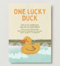 a birthday card with a rubber duck floating in the water