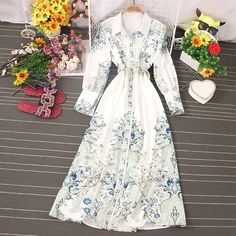 Brand Name: FitaylorSilhouette: A-LINEOrigin: CN(Origin)Season: Spring/AutumnNeckline: Turn-down CollarSleeve Style: RegularDecoration: ButtonStyle: CasualDresses Length: Mid-CalfMaterial: PolyesterAge: Ages 18-35 Years OldModel Number: 210114ML3Sleeve Length(cm): FullWaistline: NaturalPattern Type: Print Lace Bodice Wedding Dress, Bodice Wedding Dress, Chic Streetwear, Maxi Dres, Maxi Outfits, Maxi Dress Long, Cottagecore Dress, Muslimah Fashion Outfits, Fancy Dress Design