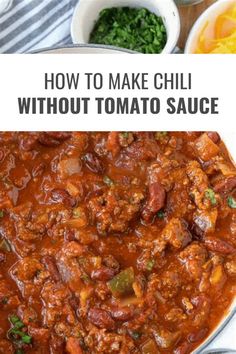 how to make chili without tomato sauce in the instant pressure cooker with text overlay that reads, how to make chili without tomato sauce