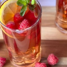 raspberry lemon iced tea with mint garnish