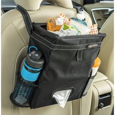 the back seat pocket is filled with items to keep things fresh and organized in it