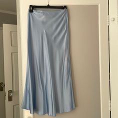 Never Worn, With Tags! Blue Silk Relaxed Skirt Bottoms, Blue Silk Relaxed Skirt, Chic Blue Maxi Skirt With Relaxed Fit, Chic Blue Flared Maxi Skirt, Blue Fitted Silk Skirt, Blue Silk Lined Bottoms, Blue Silk Lined Skirt, Light Blue Fitted Maxi Skirt, Light Blue Fitted Long Skirt