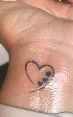 a small heart tattoo on the wrist