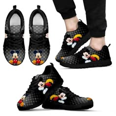 Mickey Mouse Black Shoes, Mickey Mouse Shoes, Gifts For Disney Lovers, Girls Disney, Disney Shoes, Disney Clothes, Disney Lover, Disney Accessories, Custom Sneakers